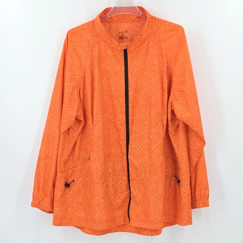 Exertek Windbreaker Jacket Womens Size 3X Orange Lightweight Retro Gorpcore